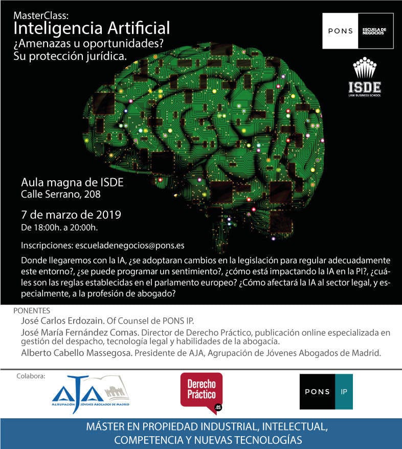 Masterclass Inteligencia Artificial. &iquest;Amenazas u oportunidades? Su protecci&oacute;n jur&iacute;dica.